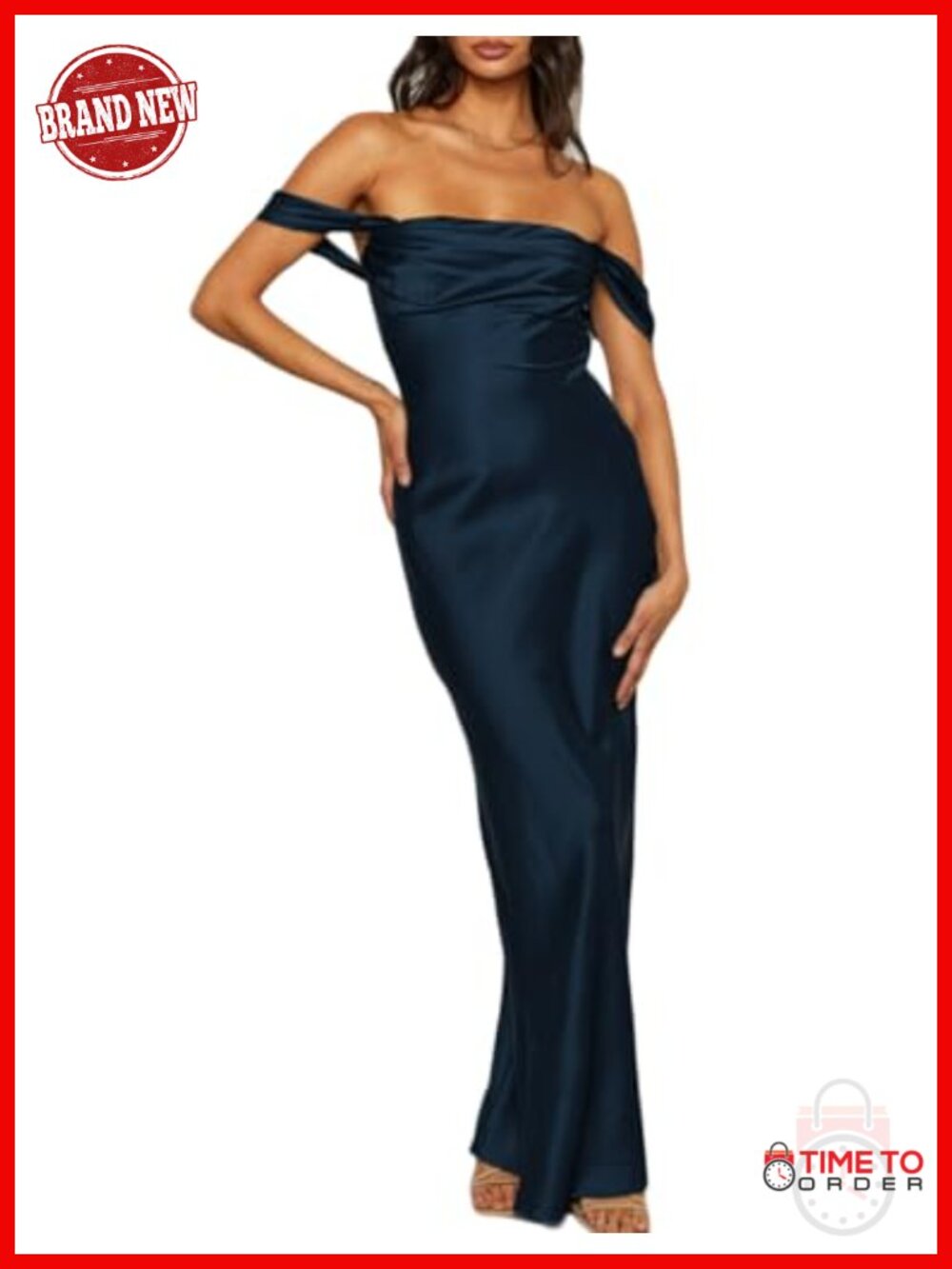 Satin Off The Shoulder Strapless Backless Maxi Dress Formal Wedding Guest